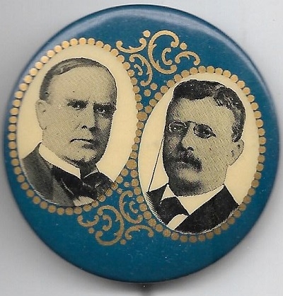 McKinley, TR Gold Filigree Celluloid