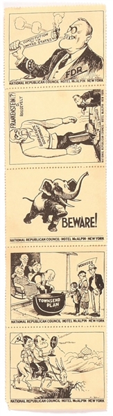 Hoover Sheet of 5 Anti FDR Stamps