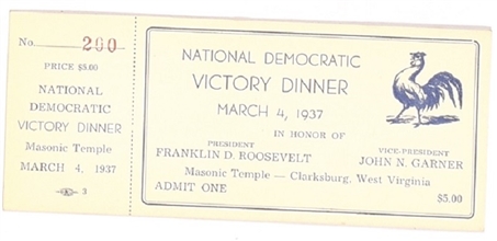 FDR West Virginia Victory Ticket and Stub