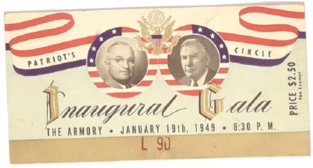 Truman, Barkley Inaugural Gala Ticket