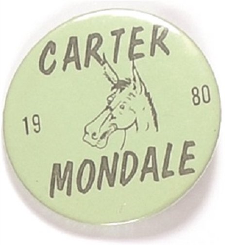 Carter, Mondale 1980 Donkey Celluloid