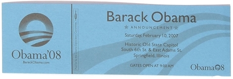 Obama Announcement Ticket