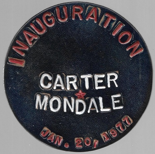 Carter, Mondale Leather Inauguration Pin