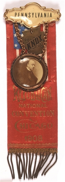 Knox 1908 Republican Convention Badge