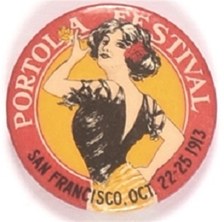 Portola Festival 1913 Beautiful Woman Pin