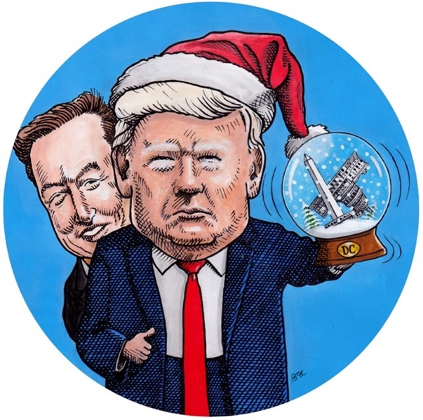 The Trump and Musk Snow Globe