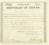 Republic of Texas Debt Certificate