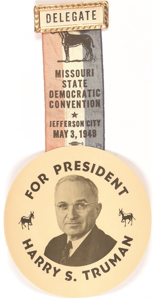 Truman Missouri State Democratic Convention Delegate Badge