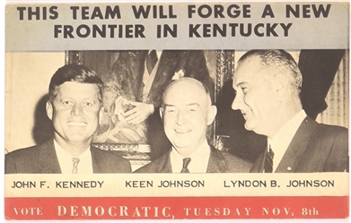 Kennedy and Johnsons Kentucky Coattail Postcard