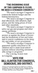 Bill Clinton for Congress Campaign Card