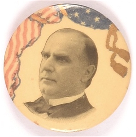 William McKinley Unusual Flag Celluloid