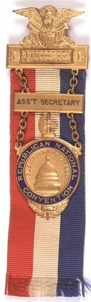 Coolidge 1924 Assistant Secretary Badge