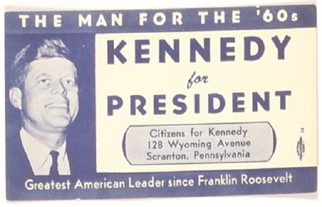 Kennedy for President Pennsylvania Card