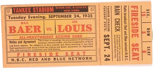 Baer vs. Louis Heavyweight Ticket