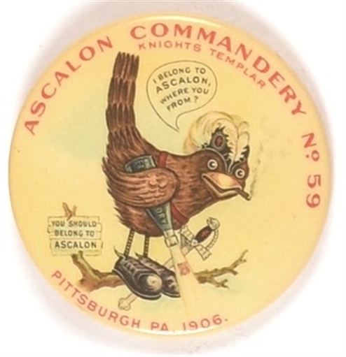 Ascalon Commandery Scarce Masonic Bird Pin
