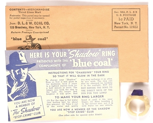 The Shadow Blue Coal Stop Crime Club Ring