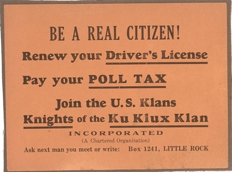 KKK Arkansas Poll Tax Notice
