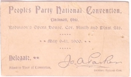 Peoples Party 1900 Delegate Ticket