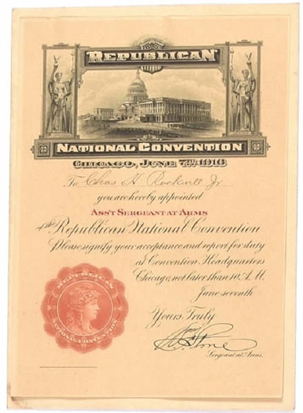 Hughes 1916 Convention Certificate