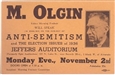 M. Olgin Anti Semitism Lecture Ticket