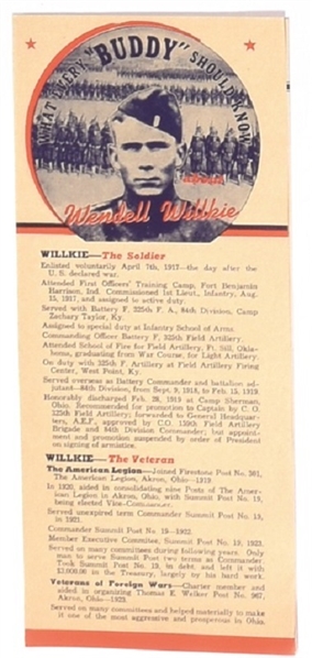 Willkie "Buddy" World War I Veteran Pamphlet