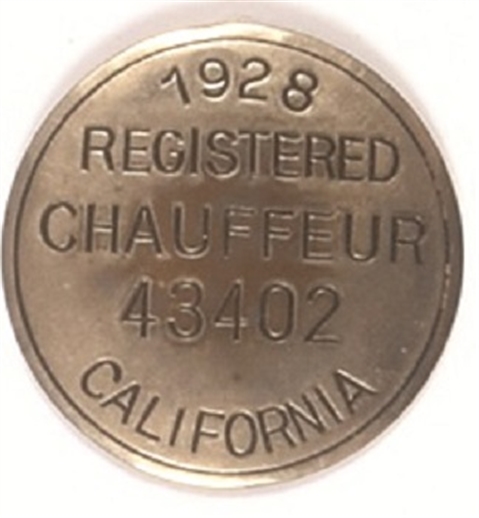 California 1928 Chauffeurs Badge