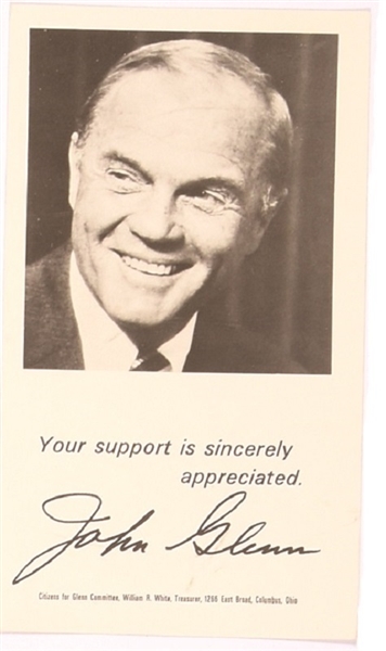 John Glenn for Senate Postcard