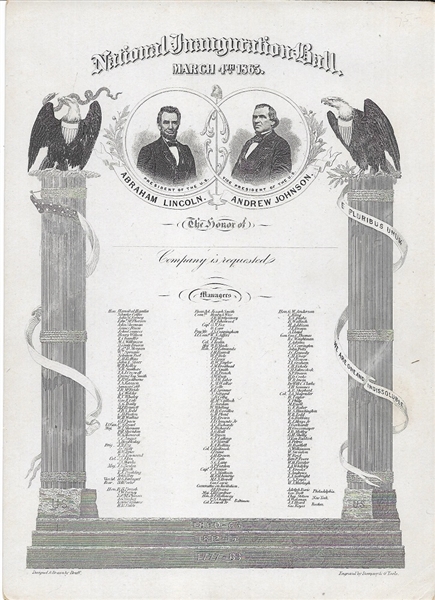 Lincoln 1865 Inaugural Ball Invitation
