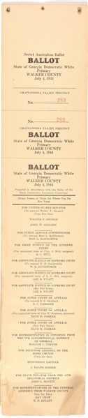 Georgia 1944 White Primary Ballots