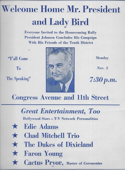 LBJ Welcome Home Handbill