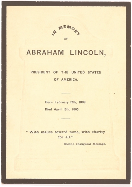 Abraham Lincoln Mourning Card