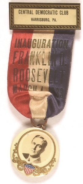 FDR Harrisburg Central Democratic Club Pin, Ribbon