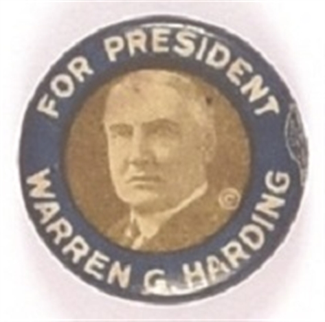 Harding Smaller Size Blue Border Celluloid