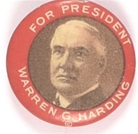 Harding Larger Red Border Celluloid