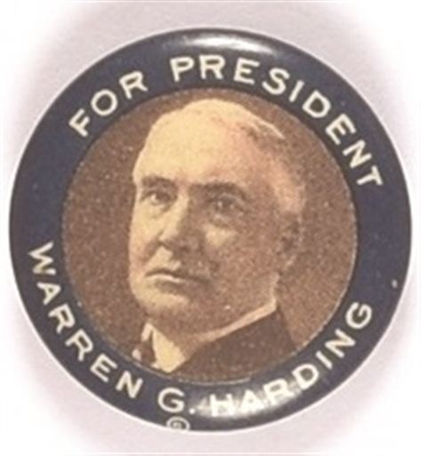 Harding Larger Blue Border Celluloid