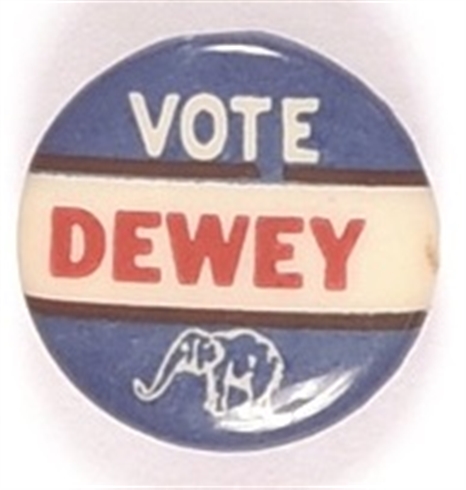 Vote Dewey RWB Celluloid