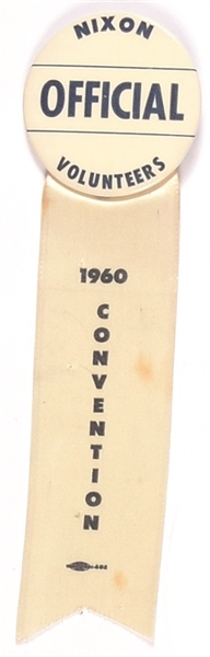 Nixon 1960 Volunteers Pin and Ribbon
