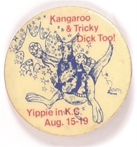 Kangaroo and Tricky Dick, Too Yippies Pin