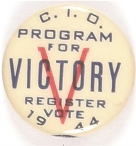 CIO V for Victory 1944 Pin