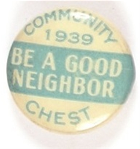 Community Chest Good Neighbor Pin