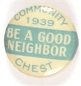 Community Chest Good Neighbor Pin