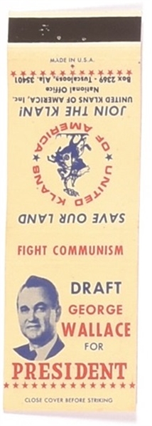 Wallace KKK Matchbook Cover
