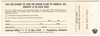 Wallace KKK Matchbook Cover