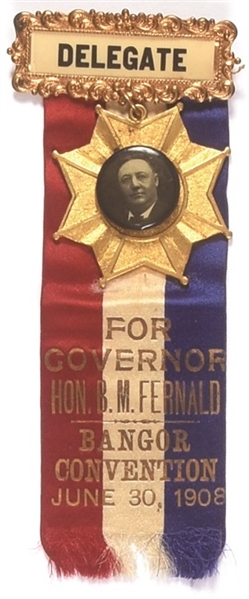 Fernald for Governor of Maine 1908 Badge