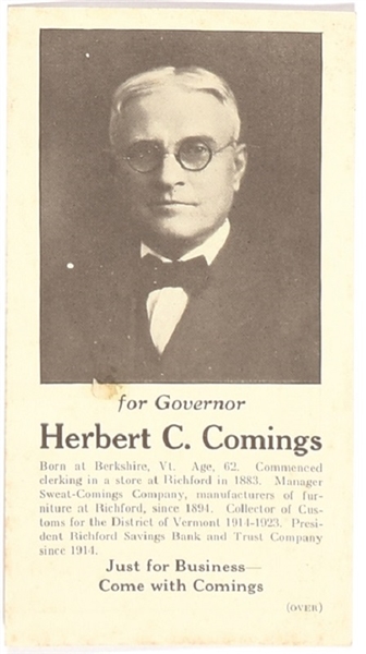 Comings for Governor of Vermont