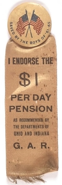GAR Pension Pin and Ribbon