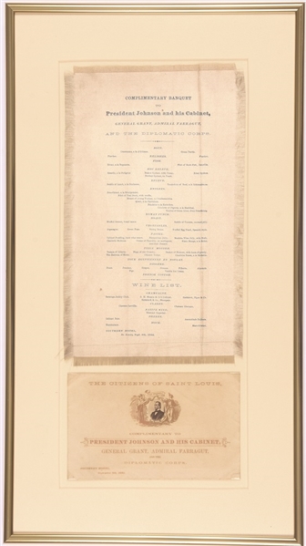 Andrew Johnson Banquet Menu