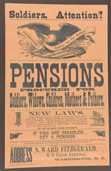 Civil War Pensions Broadside