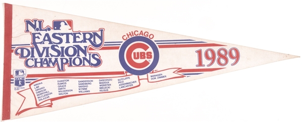 Cubs 1989 Division Champions Pennant