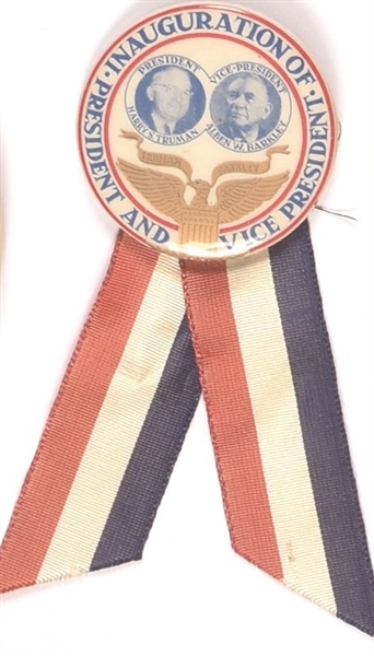 Truman, Barkley Inaugural Pin and Ribbons